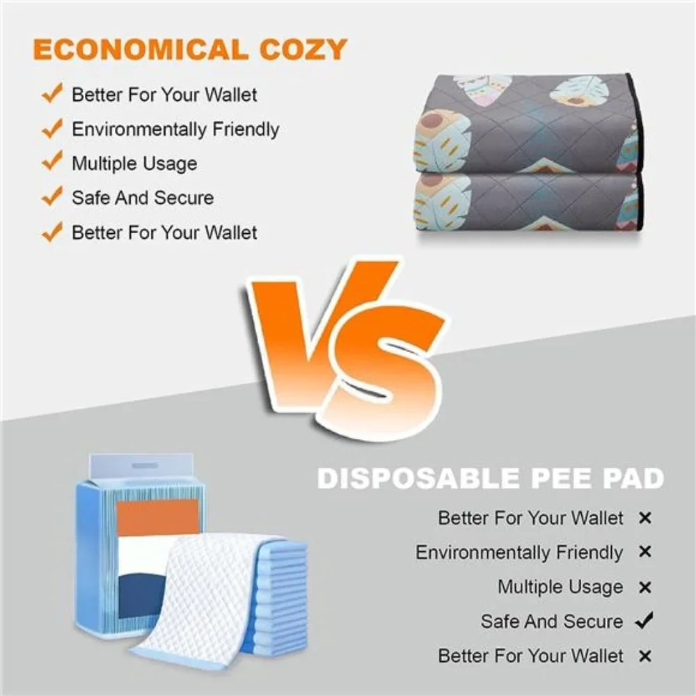4 Pack Washable Pee Pads for Dog Ultra-Absorbent and Leak-Proof, Gray, 18x24